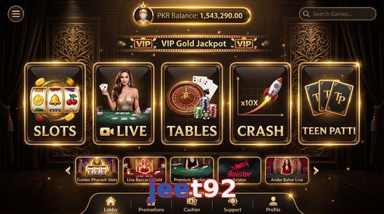 Main screen of Jeet92 casino page for PK players