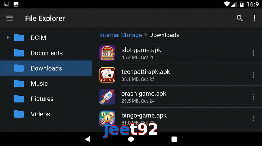 Main screen of Jeet92 gameapk page for PK players